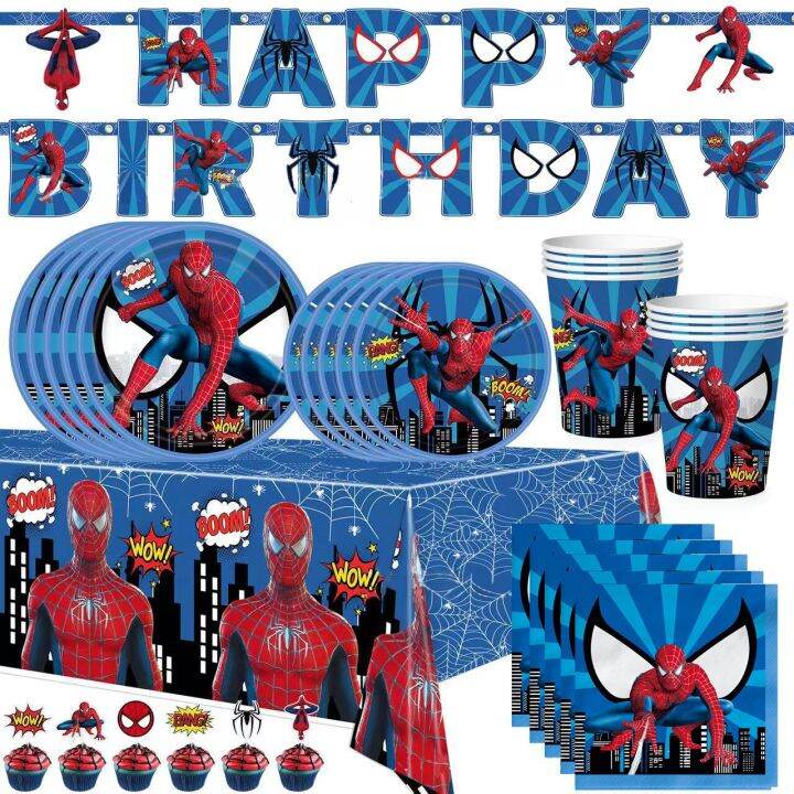 Spiderman Party Supplies Disposable Party Cutlery Plates Napkins Cup