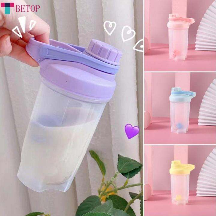 1pc Shaker Cup, Protein Powder And Smoothie Mixer Cup With Large Capacity,  Measuring Marks, Mixing Ball & Handle, Plastic Sport Water Bottle