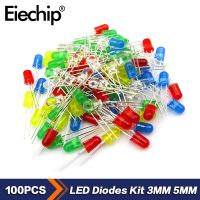 100pcs / lot 3MM 5MM LED diode 5 สี DIY electronic leds kit Light Emitting Diode White Green Red Blue Yellow F3 F5 led diodes