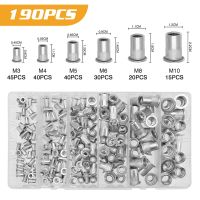 190/165/100pcs M3 M4 M5 M6 M8 M10 Aluminum Flat Head Rivet Nuts NutsInsert Cap Thread Insert Rivet Nut Tool Set