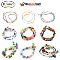 Beebeecraft 1 Fiberglass Bead Chain with Round &amp; Oval &amp; Rondelle &amp; Columns Mixed Color 2~13x2~20x4~12mm, Hole: 0.5~1mm, about 75~94 pcs/strand, 15.55 inch (39,