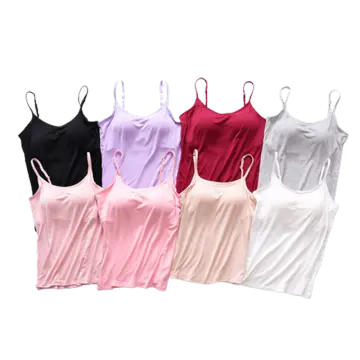 Woman Padded Camisoles Built in Shelf Spaghetti Strap Tank Top Casual  Sleeveless Underwear Comfortable Sleepwear With Pads 