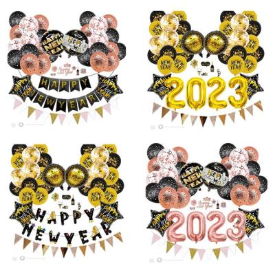 Happy New Year Balloons Set Delicate New Year Decors for Christmas Eve-themed Celebrations Excellent Party Decoration Balloons for Bars Props Themed Parties sweetie