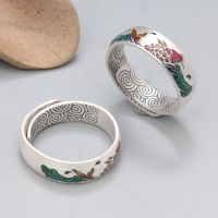 【YF】❇✆  Sterling silver ring female drop glue craft koi fish retro open