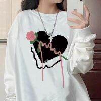 SHA [จำกัดเวลา] Love Design พิมพ์เสื้อกันหนาวผู้หญิง 2022 หลวมรอบคอแฟชั่น Thin Top QZ-017