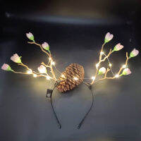 10pcs Luminous Antler Hair Hoop Elk Berry Flower nch Props Masquerade Party Photo Headband Wedding Decoration Cosplay