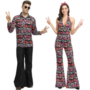 Halloween Adult Retro 60s 70s Hippie Costumes Men Role play Party