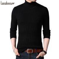 Hot 2023 New Autumn Winter Brand Men black Turtleneck Slim Fit Winter Pullover Men Solid Breathable Color Knitted Sweater Men