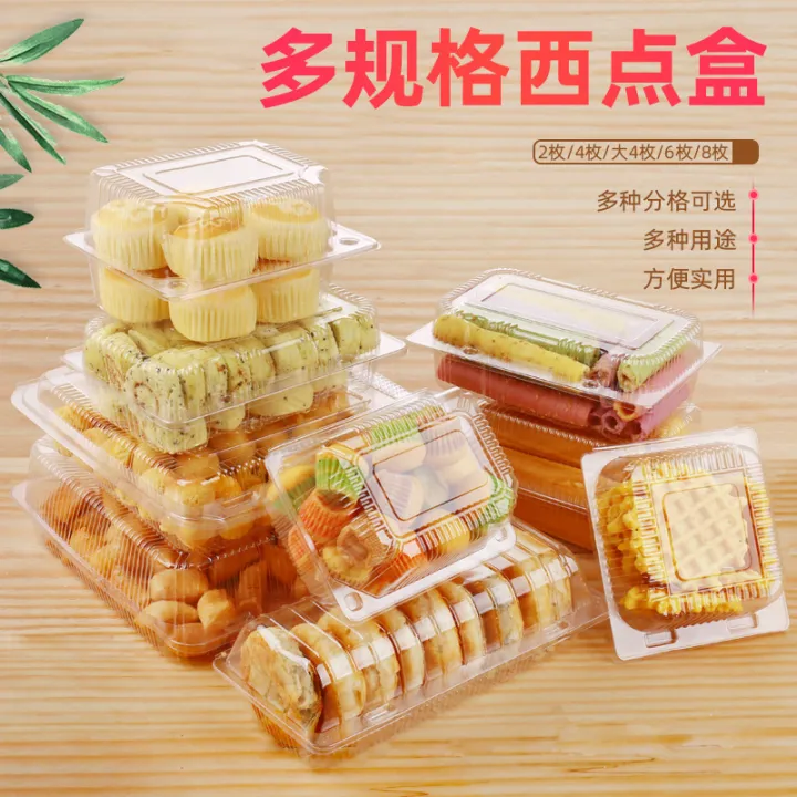 Disposable Transparent Plastic Rectangular Dessert Box Baking Packing