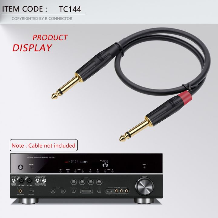10pcs-luxury-smooth-black-audio-plug-connector-6-35mm-jack-mono-assembly-microphone-conector-black-red-in-5pair