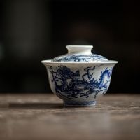 Dragon Gaiwan สำหรับชาเซรามิค Tureen พร้อมฝาปิด Teaware ชุดชาสีฟ้าจีนชาม Cloud Chawan Lily Deng S Store ถ้วยชา