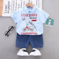 IENENS Children Boys Short Sleeves Clothing Sets Dinosaur Cotton Blouser + Jeans Suits 1-4 Years Kids School Clothes Outfits Summer Baby Casual Costumes