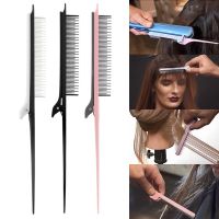 1pc Point-tail Highlight Comb Plastic High-gloss Hair Straightener Comb Tool Hair Salon Multi-Colored Brush Weave With Hair Clip