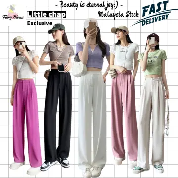 Front High-Waisted Wide-Legged Pants With Straight Buckle Super Good Shape