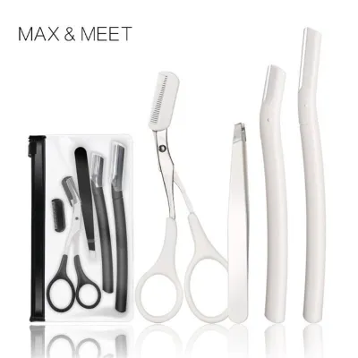 2022 New Eyebrow Trimming Scissors Facial Hair Removal Beauty Plastic 4-Piece Eyebrow Trimming Tweezers Makeup Tools