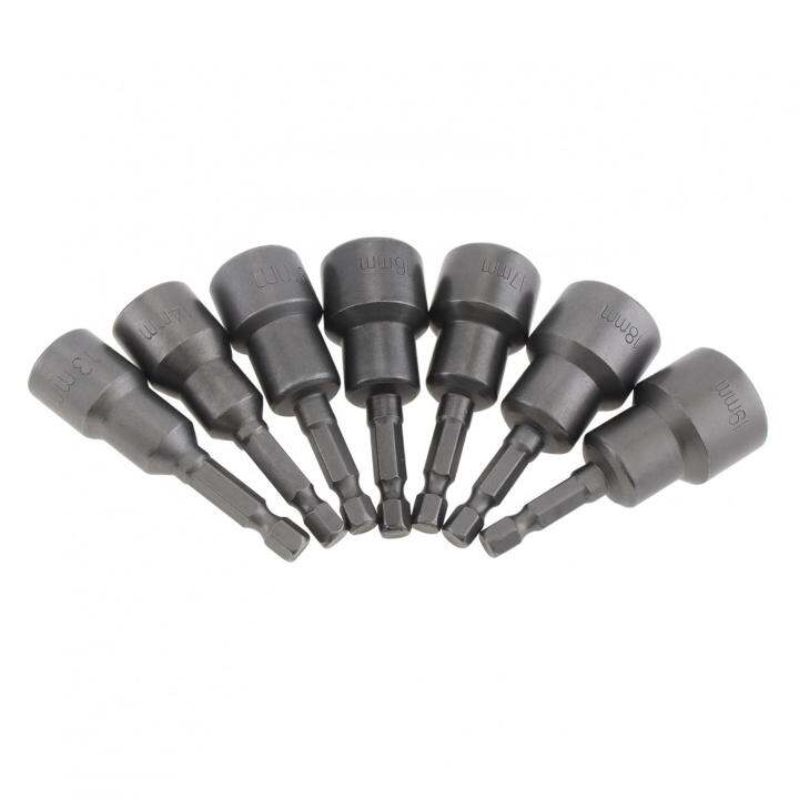 14pcs-magnetic-hexagon-socket-6-19mm-14-inch-hex-shank-nut-setter-driver-เจาะ-bits-ชุดสำหรับไขควงไฟฟ้า-hex-shank-bolt