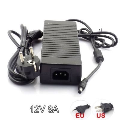 【New-store】 AC DC 240V 12V 8A EU Plug LED Power Adapter Supply Charger Driver Adapter สำหรับหลอดไฟ LED Strip 5.5มม. X 2.1มม.