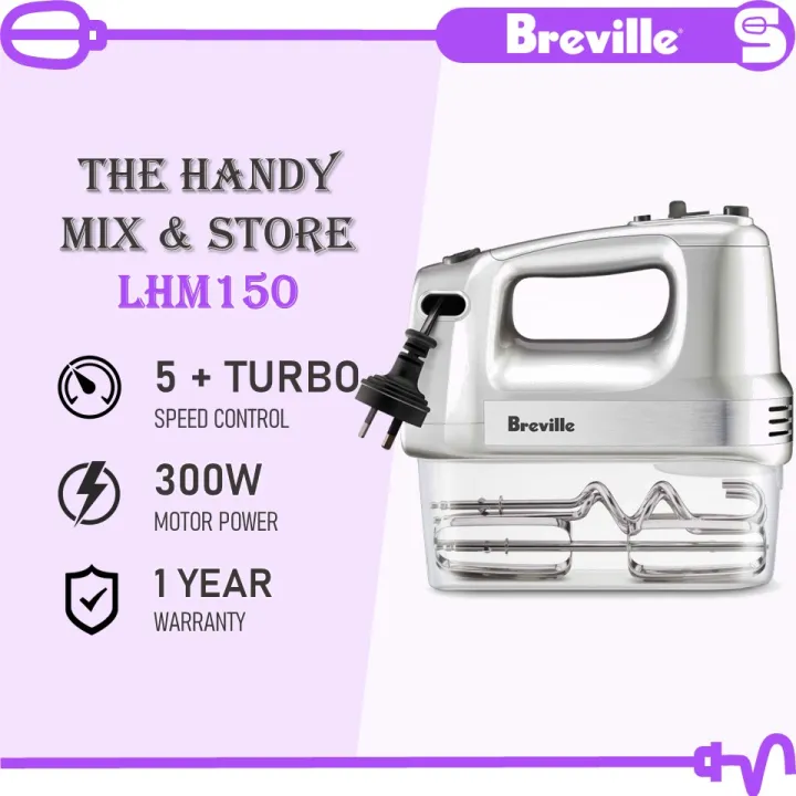 BREVILLE the Handy Mix & Store LHM150 (Silver) 300w Power Hand Mixer 5