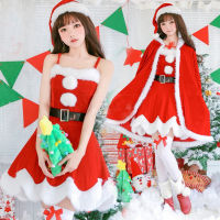 Christmas Santa Cape Women Hooded Cloak Velvet Cosplay Adult Shawl Christmas Dress Stage Performance Apparel Costumes Oversize