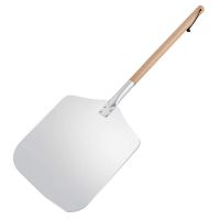 Square Pizza Peel, Aluminum Pizza Pusher with Wooden Handle, Bread Pusher, the Pizza Base - Pizza Lifter Bread Pusher
