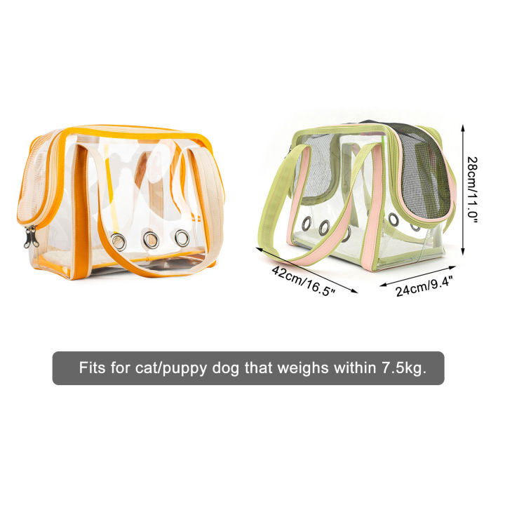 กระเป๋าใส่สัตว์เลี้ยงสำหรับแมวถุงผ้าโปร่งใสพร้อมถุงตาข่าย-pvc