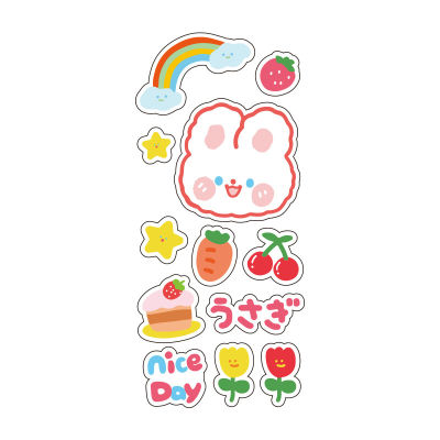 2022 New Pet Small Fresh Hand Account Sticker Decroation Waterproof DIY Cute Cartoon Cream Rabbit