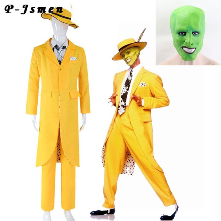 P-Jsmen Movie Men Jim Carrey The Mask Cosplay Halloween Costume For ...