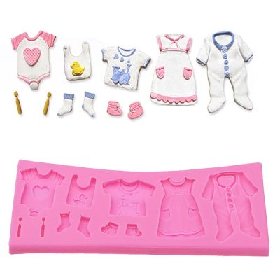 Pop 3D Baby Clothes Shower DIY Silicone Mold Fondant Kitchen Cake Decorating Mould for Chocolate Sugarcraft Baking Tools M238