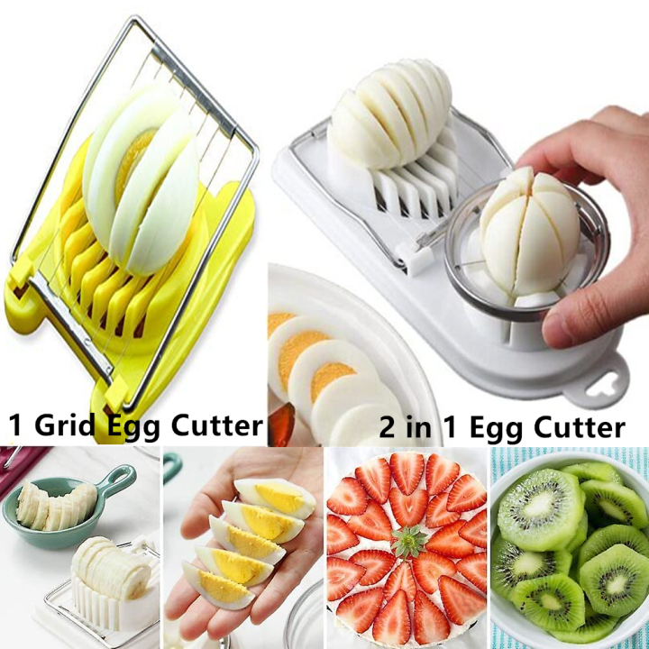 Stainless Steel Egg Slicer 2 in 1 Egg Cutter Fruit Slicer for