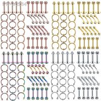 40PCS Surgical Steel Body Piercing Jewelry Lot Bulk Nose Ring Tongue Bar Lot Eyebrow Labret Piercing Set Horseshoe Ring Lot Pack