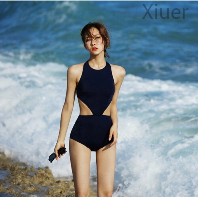【Candy style】 Xiuer ชุดว่ายน้ําวันพีช เซ็กซี่ สีพื้น พร้อมแผ่นฟองน้ํา สไตล์เกาหลี ชายหาด#X27