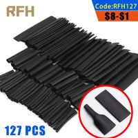 127 Pcs Black Heat Shrink Tube Assortment Kit Electrical Connection Wire Wrap Cable Waterproof Sleeving Shrinkage 2:1