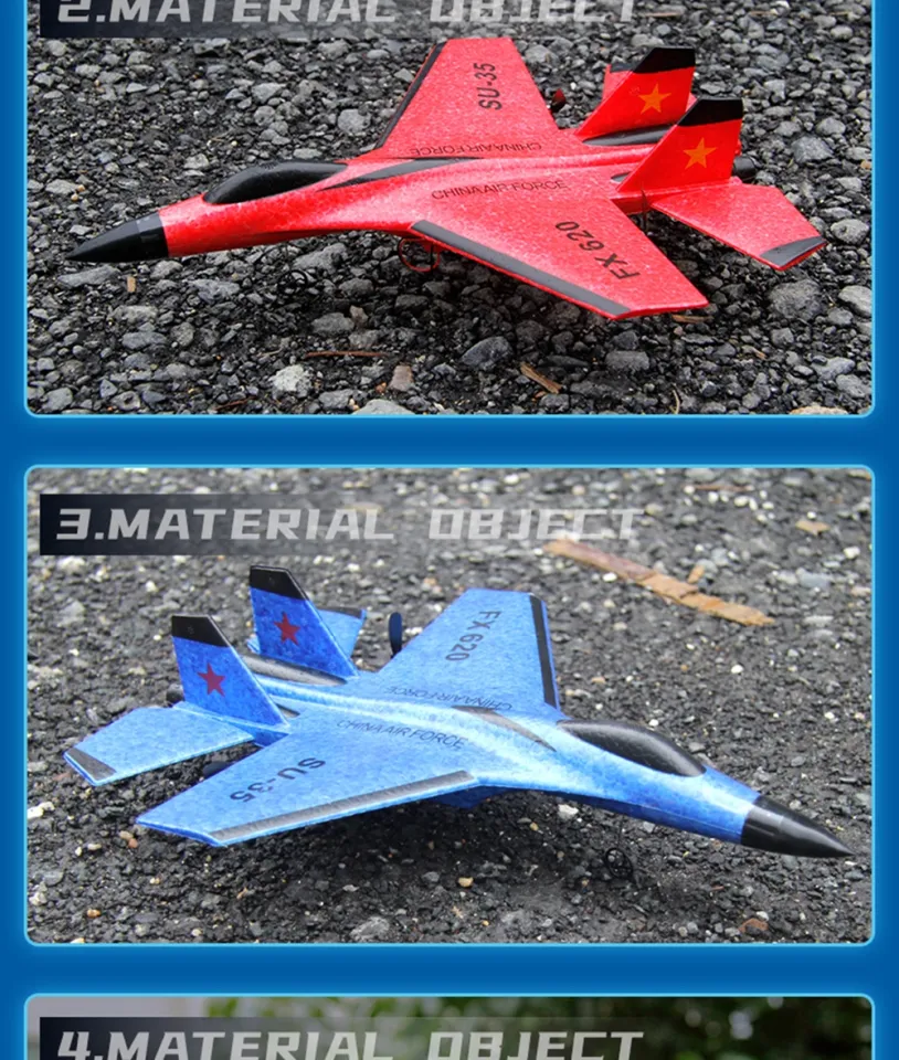 Avião de Brinquedo com Controle Remoto, SU35 ou SU57, Modelo Planador com  Luzes LED, 2,4