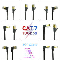 Cat7สาย Lan UTP RJ45สายเคเบิลเครือข่ายอีเธอร์เน็ตสายเคเบิลบาง RJ 45สำหรับ Cat6สายแพทช์ที่เข้ากันได้90องศามุมขวา