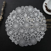 1pc/4pcs Table Mat Hibiscus Flower Bronzing PVC Placemat Hollow Insulation Coaster Pads Table Bowl Home Christmas Decor Heat Resistant