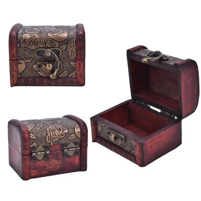 ♗ஐ☄ Wooden Treasure Chest Wood Jewellery Storage Box