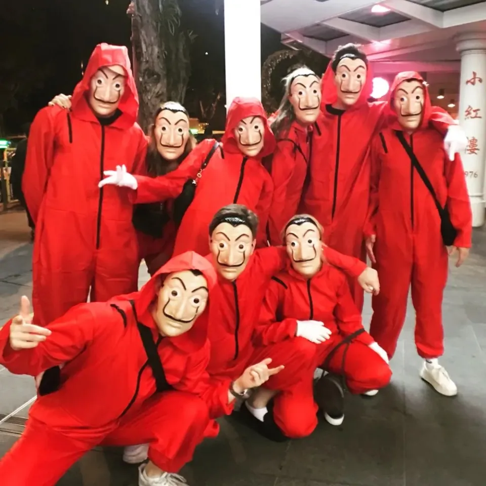Korea Money Heiste Cosplay Costume Red Hooded Jumpsuit Clown Robber Uniform  Suit Salvador Dali Movie La Casa De Papel Costume | Lazada Singapore