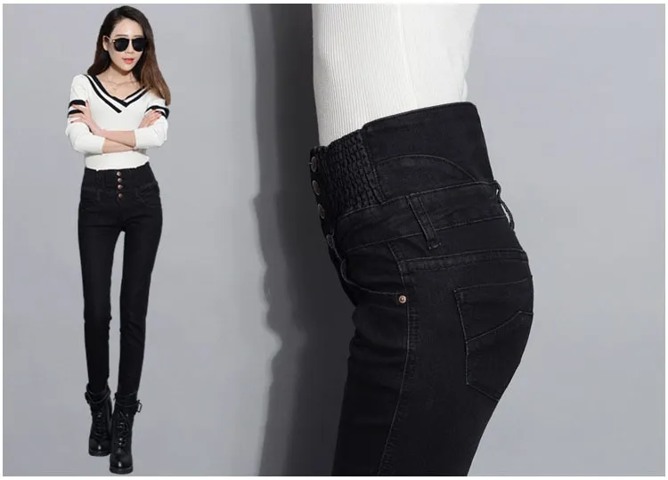 Denim Pants Autumn Winter Jeans For Women High Waist Skinny Warm Thick  Jeans Womens High Elastic Plus Size Stretch Jeans Velvet 2023hot