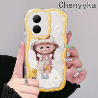 เคส Chenyyka สำหรับ VIVO Y76 Y76s Y74s 5G Y77E Y77 Y36 5G Y78 Y78 5G + 5G IQOO Z6 Lite 5G เคสการ์ตูนเป็ดน้อยน่ารักรูปเด็กผู้หญิงตัวเล็กสีสันสดใสขอบคลื่นเนื้อครีมเคสโทรศัพท์โปร่งใสนิ่มป้องกันการกระแทกเคสซิลิโคนใส