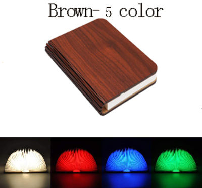 5 Colors USB Recharge LED Night Ligh Creative Wooden RGB Folding Book Light Home Desk Lamp Decorative for Kid Baby Birthday Gift