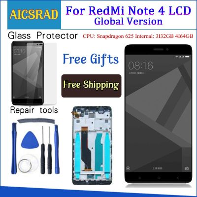 Lcd ทดสอบแล้วกรอบโชว์สำหรับ Xiaomi Redmi Note 4ทุกรุ่น Snapdragon 625หน้าจอสัมผัสดิจิไทเซอร์จอแอลซีดี Redmi Note 4x