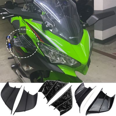 ☂Deta♟สำหรับ Kawasaki Ninja 400 Winglets ชิ้นส่วนข้างหน้ามอเตอร์ไซค์ Fairing อากาศพลศาสตร์ชุดปีก NINJA400 Z400 2018 2019 2020 2021 2022 2023