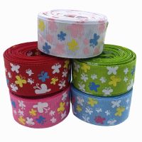 1 quot; 25mm 2.5cm Butterfly printed grosgrain ribbon 5yard one set hand made importer gift wrap tape diy bow decorative ribbons