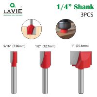 LAVIE 3pcs 1/4 Shank Cleaning Bottom Bit Straight Router Bit set Clean Milling Cutter เครื่องไฟฟ้างานไม้