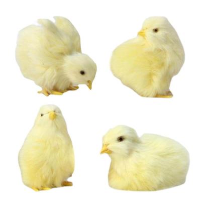 Simulation Chick Plush Toy 4 Pcs Realistic Plush Little Chick Figurine Furry Animal Doll Toy Cognition Chicken Model Figurine Photography Props Chicken Decor Easter Gift gently