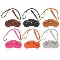 Durable PU Leather Glasses Case with Lanyard Eye Glasses Organizer Sunglasses Hard Case Convenient Protector Box Pouch Bag