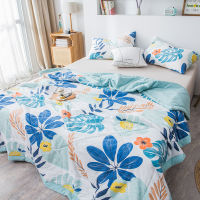 Soft Plant Print Quilted Thin Quilts Cozy Summer King Double Blanket Soft Washable Cotton Quilt Bed Queen Size Duvets Comforter