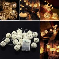 2M20LED AA battery powered Christmas Wedding Party Fairy holiday decoration warm white rattan ball LED string