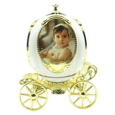 Pumpkin Car Photo Frame Rotating Music Box Display 4 Pictures Music Box Personalized Decor Photo Frame Home Decor Kids Gift