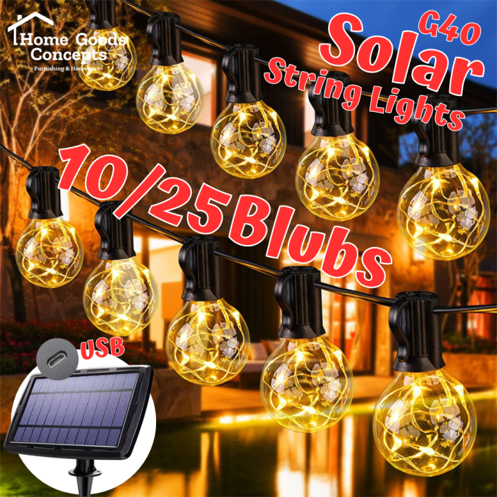 Outdoor Solar String Lights,10/25LED Festoon Lights Outdoor,Garden